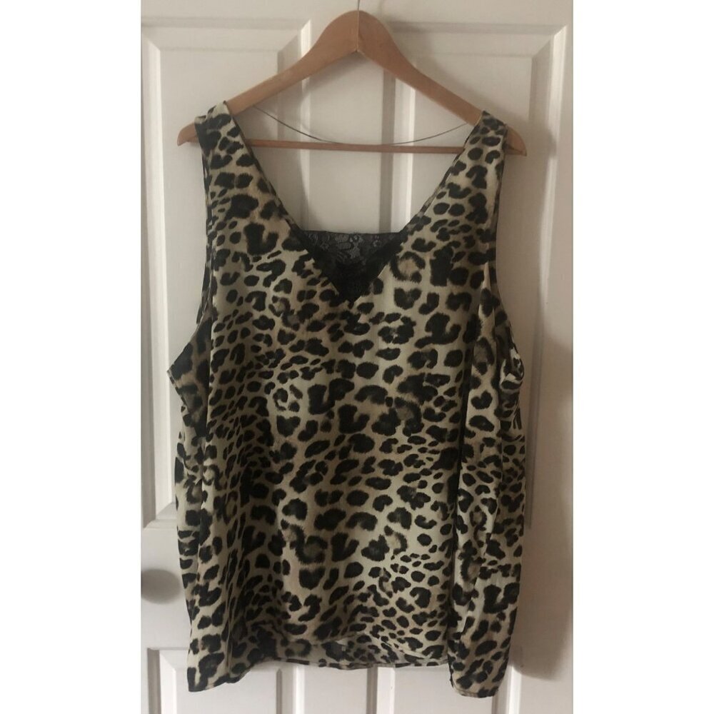 Women's Bobeau Plus Size Leopard Tank Blouse Top Cami Size 1X